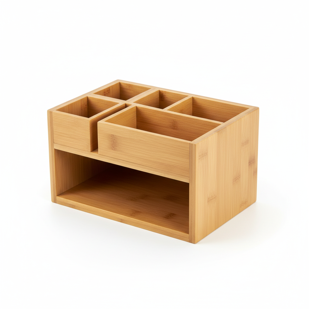 Bamboo Storage Organizer - Angled