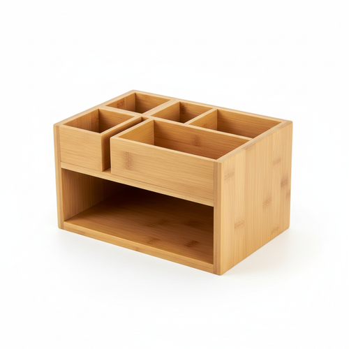 Bamboo Storage Organizer - Angled