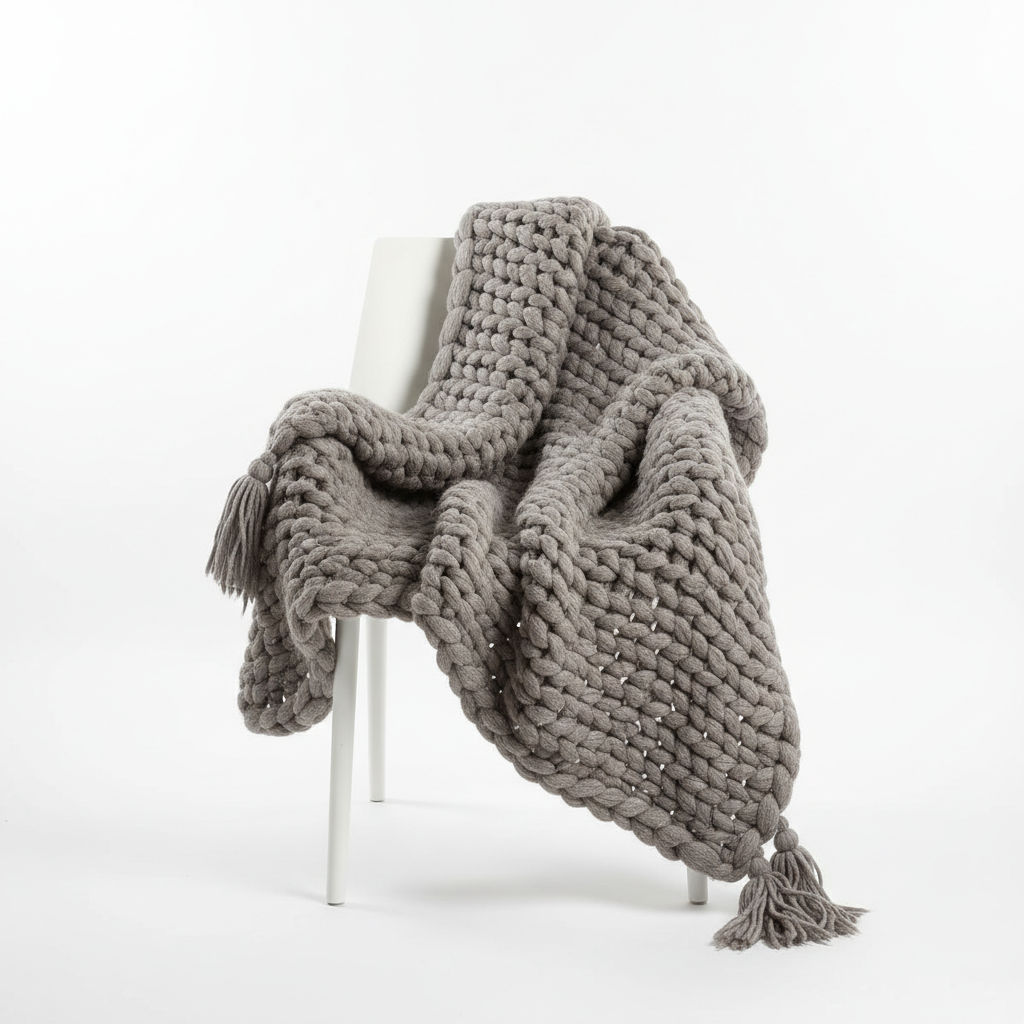 Cozy Knit Throw Blanket - Draped