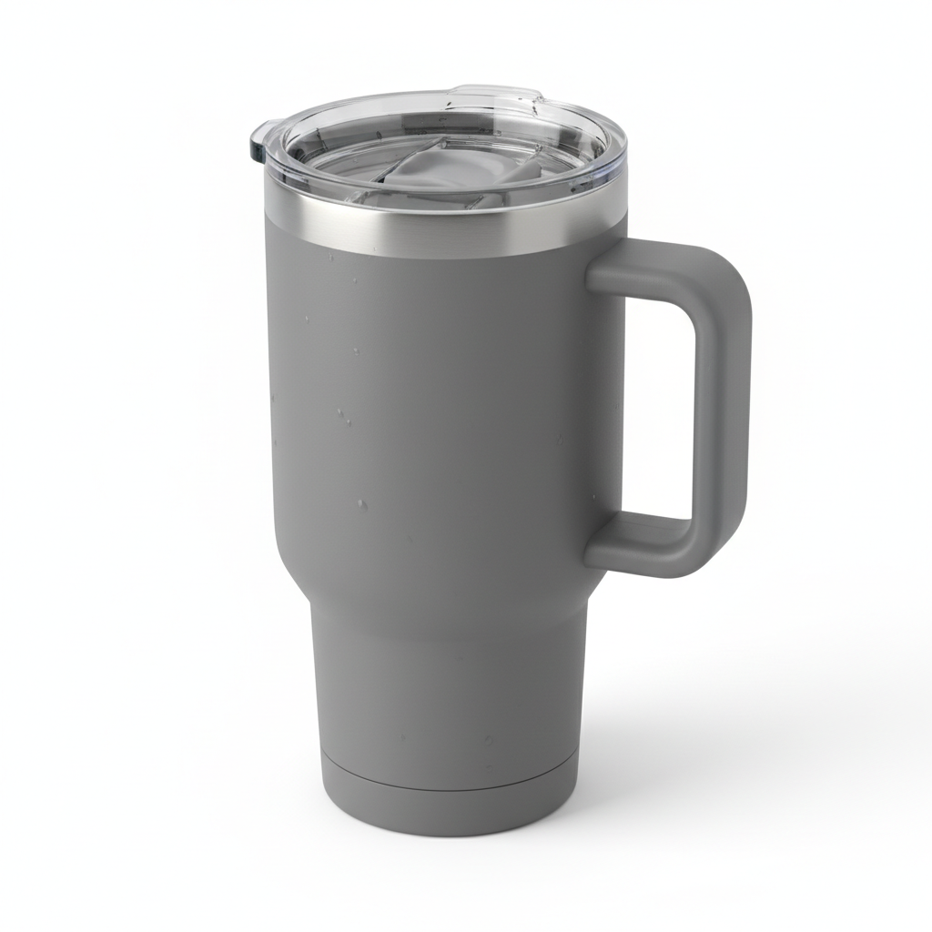 Insulated Travel Tumbler - Grey Angled