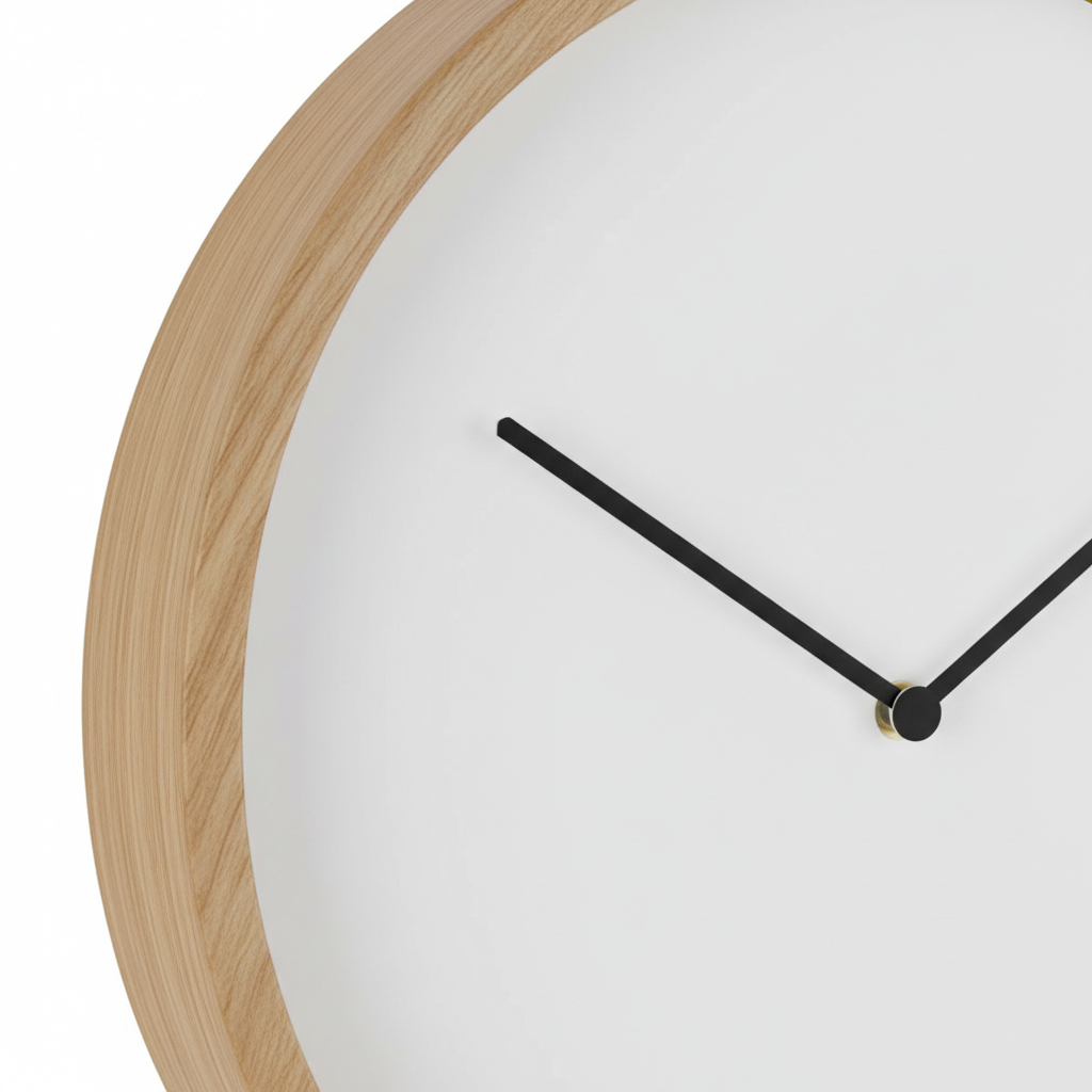 Minimalist Wall Clock - Wood Detail