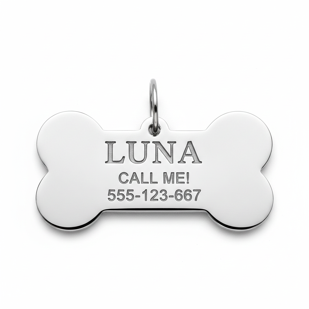 Pet ID Tag - Silver Bone