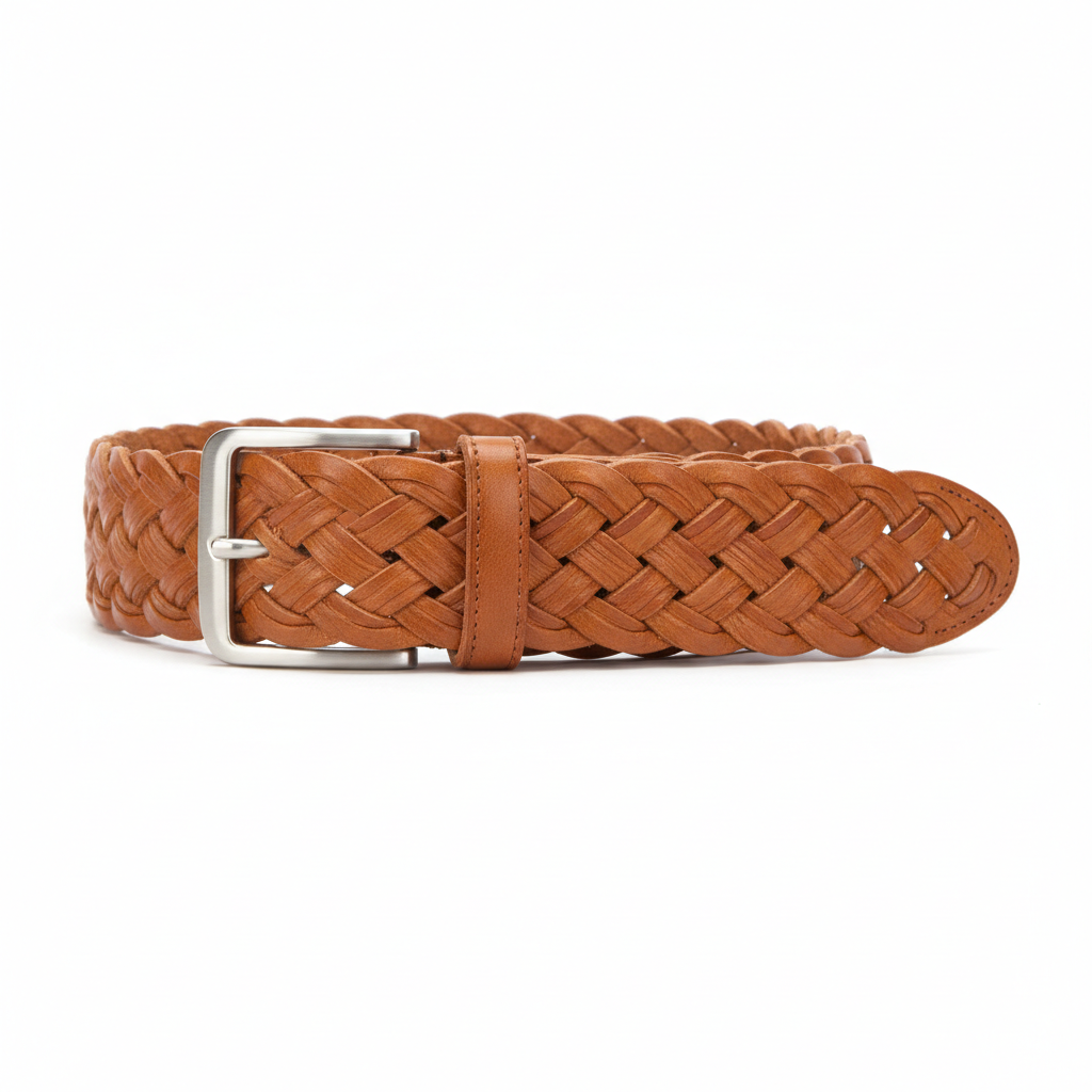 Woven Leather Belt - Flat